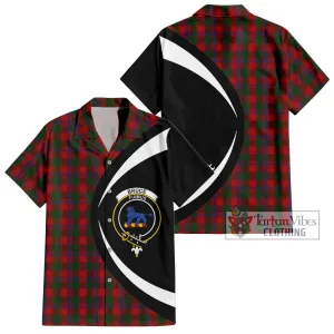 Bruce Old Tartan Short Sleeve Button Up with Family Crest Circle Style