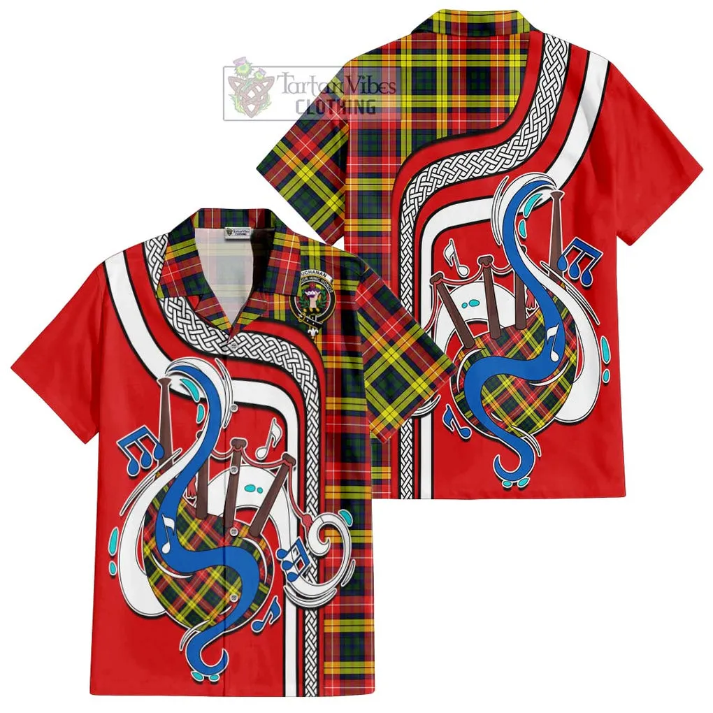 Buchanan Modern Tartan Short Sleeve Button Shirt with Epic Bagpipe Style