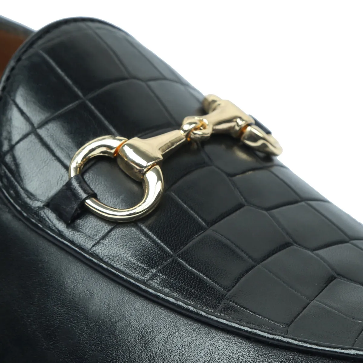 Buckle Detailing Loafers With Black Deep Cut Leather at Vamp