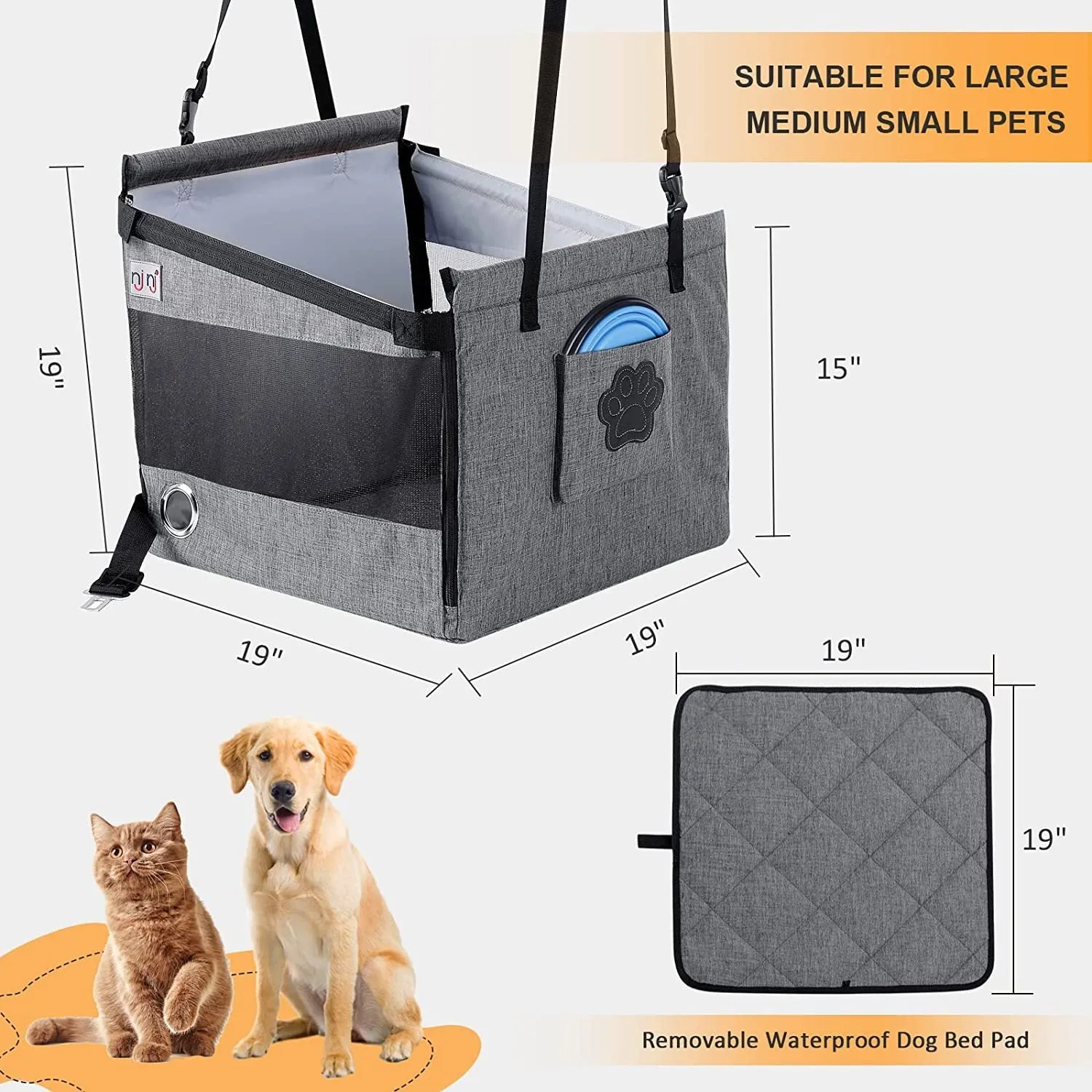 Car Pet Cage, Rear Seat Dog Basket, Waterproof