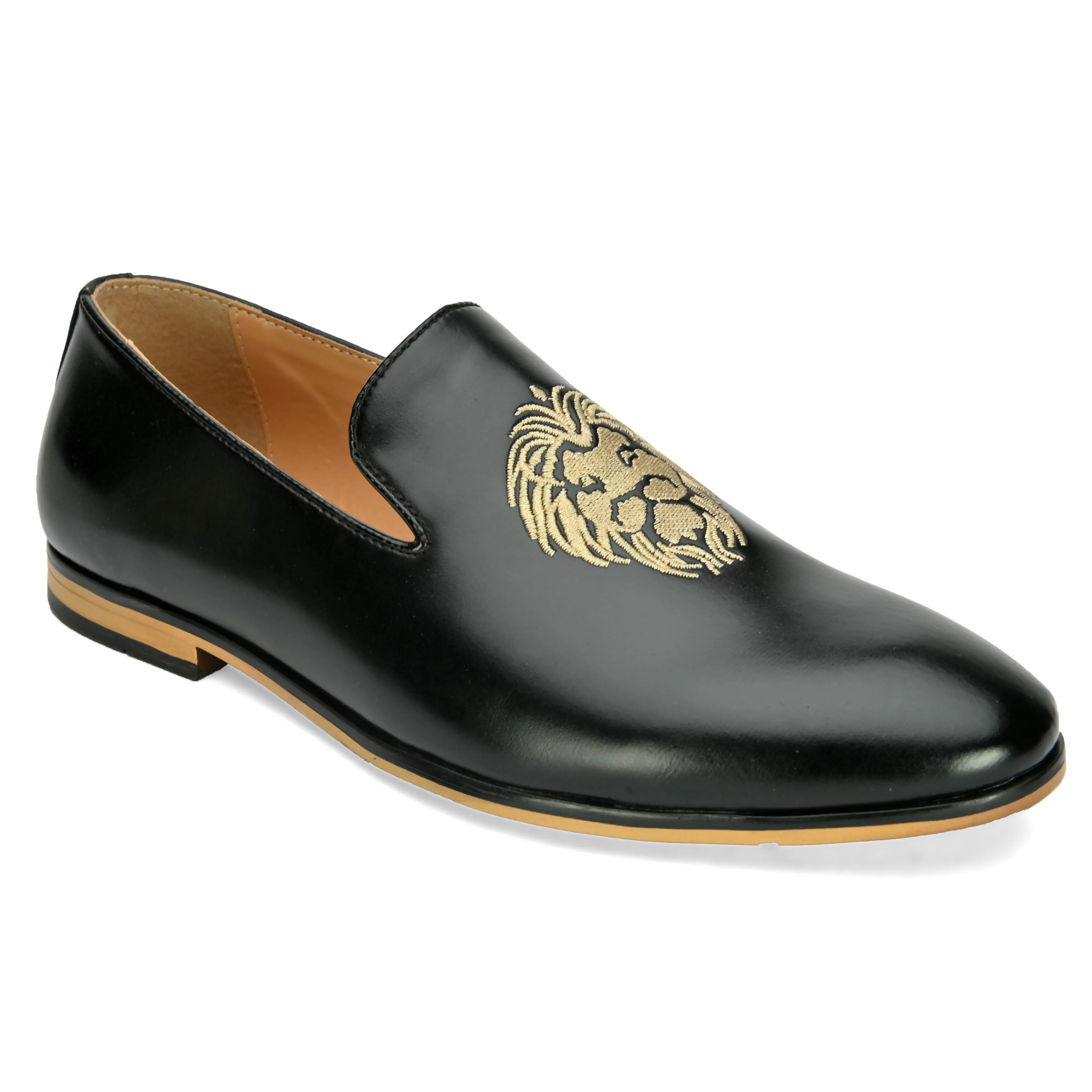 Carlos Black Embroidered Loafers