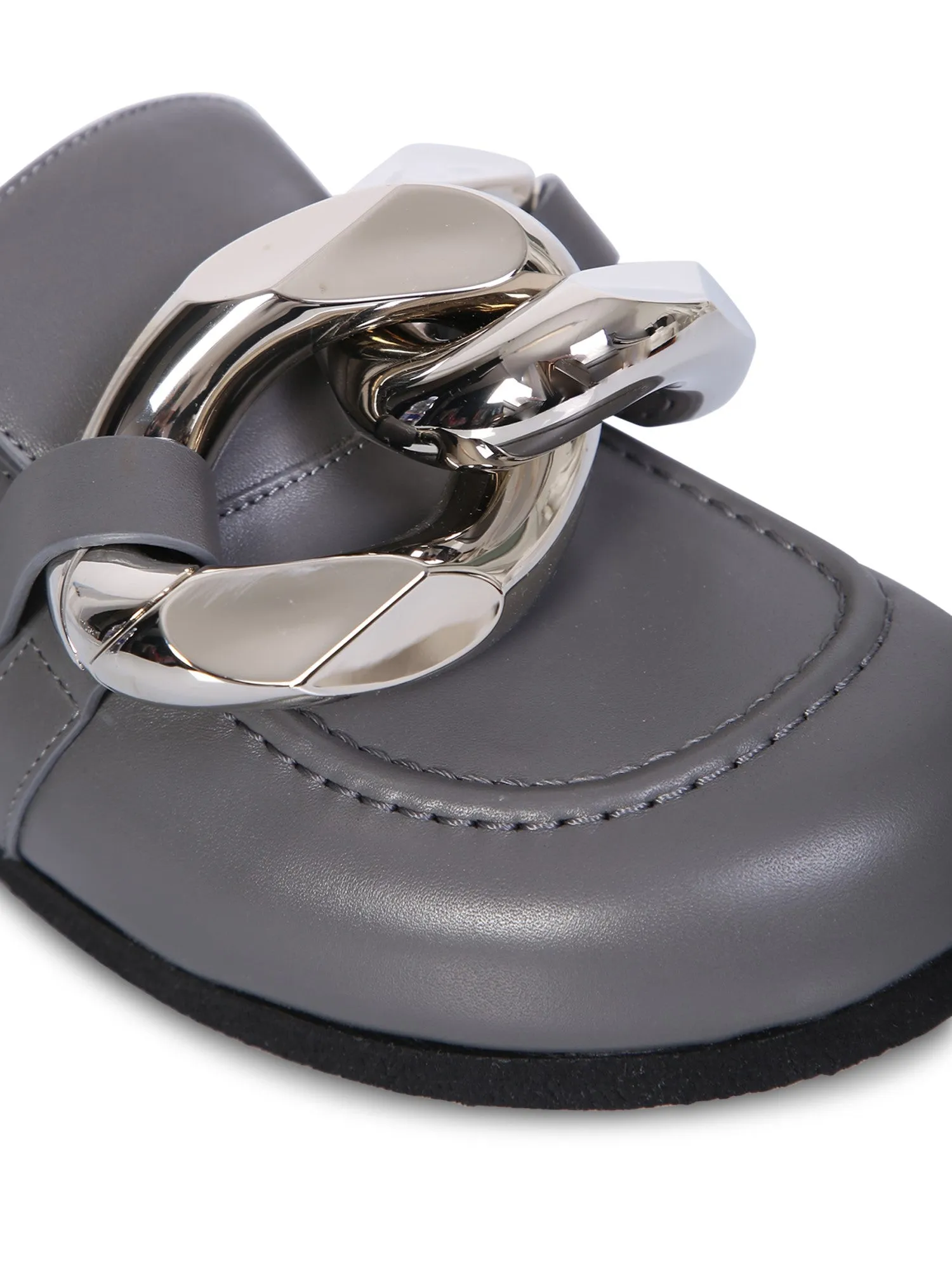 Chain grey leather loafers