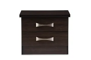 Colburn 2-Drawer Dark Brown Finish Wood Storage Nightstand Bedside Table