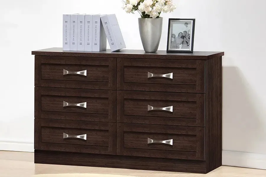 Colburn Modern and Contemporary 6-Drawer Dark Brown Finish Wood Storage Dresser