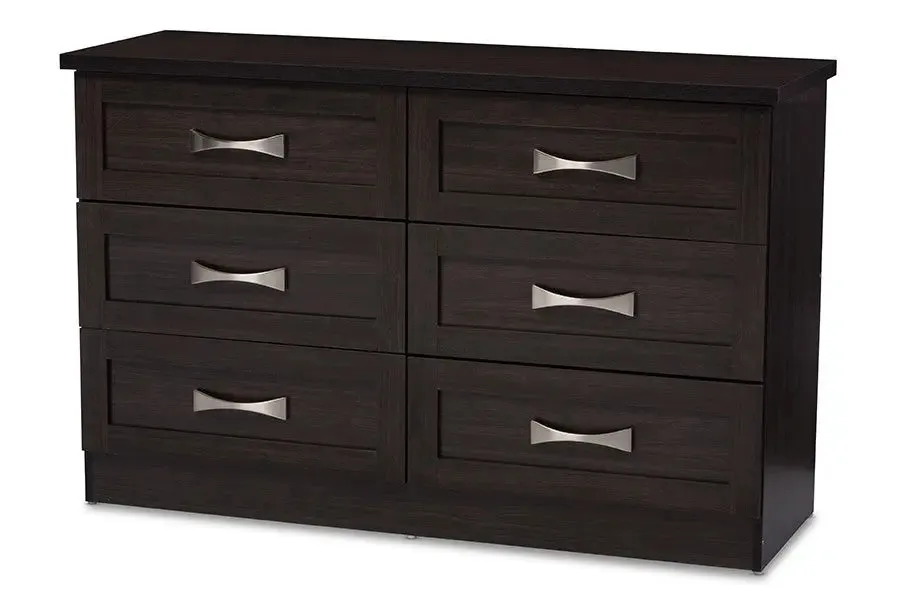 Colburn Modern and Contemporary 6-Drawer Dark Brown Finish Wood Storage Dresser