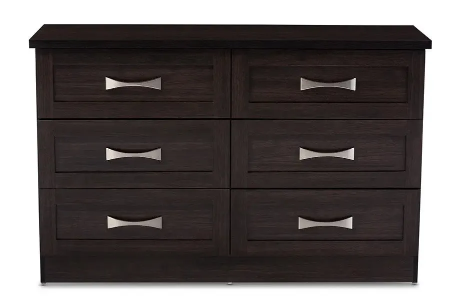 Colburn Modern and Contemporary 6-Drawer Dark Brown Finish Wood Storage Dresser