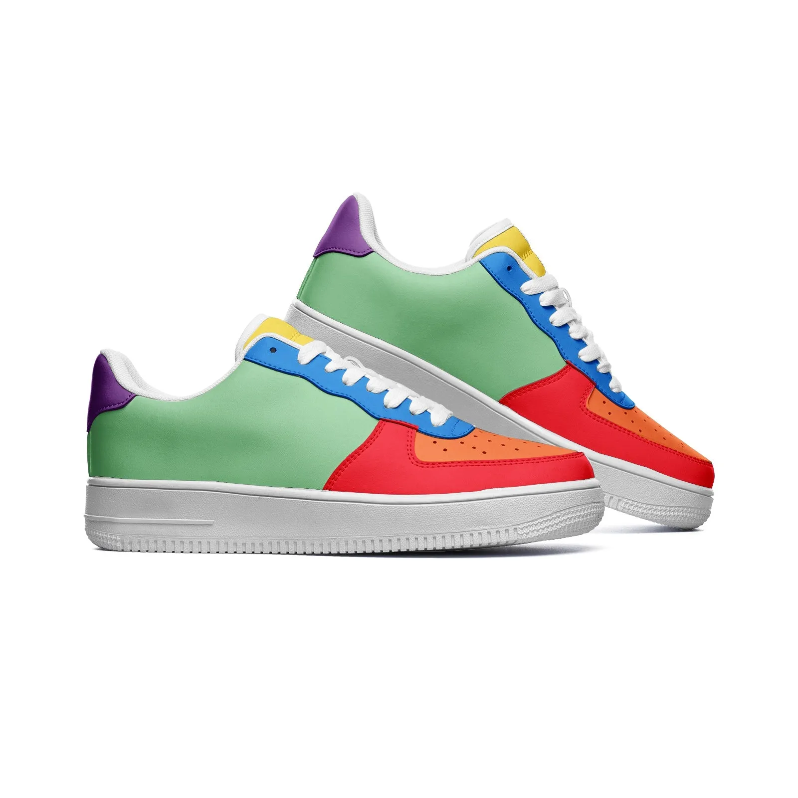 Color Collage Unisex Low Top Leather Sneakers