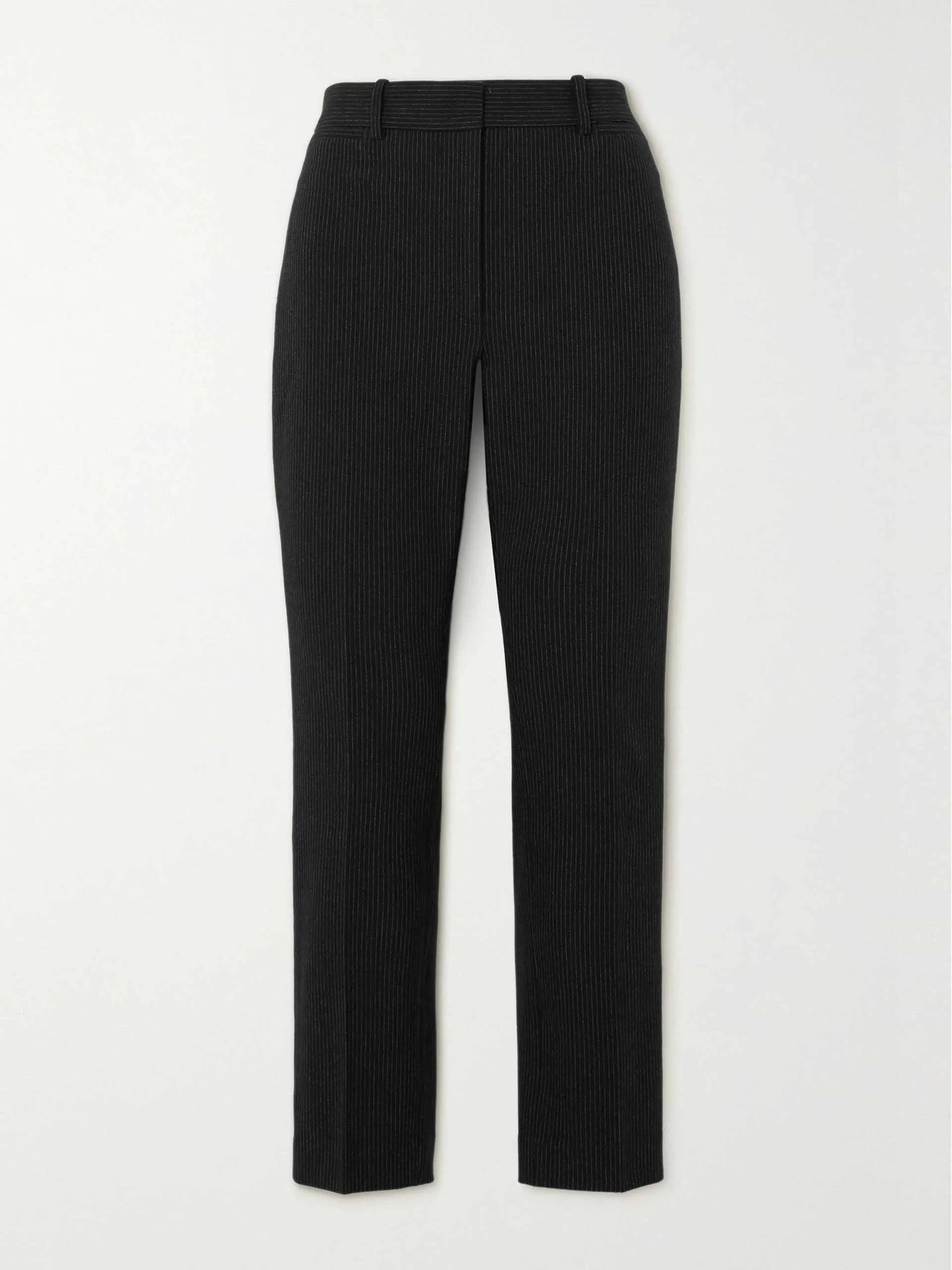 Cropped pinstriped gabardine slim-leg pants