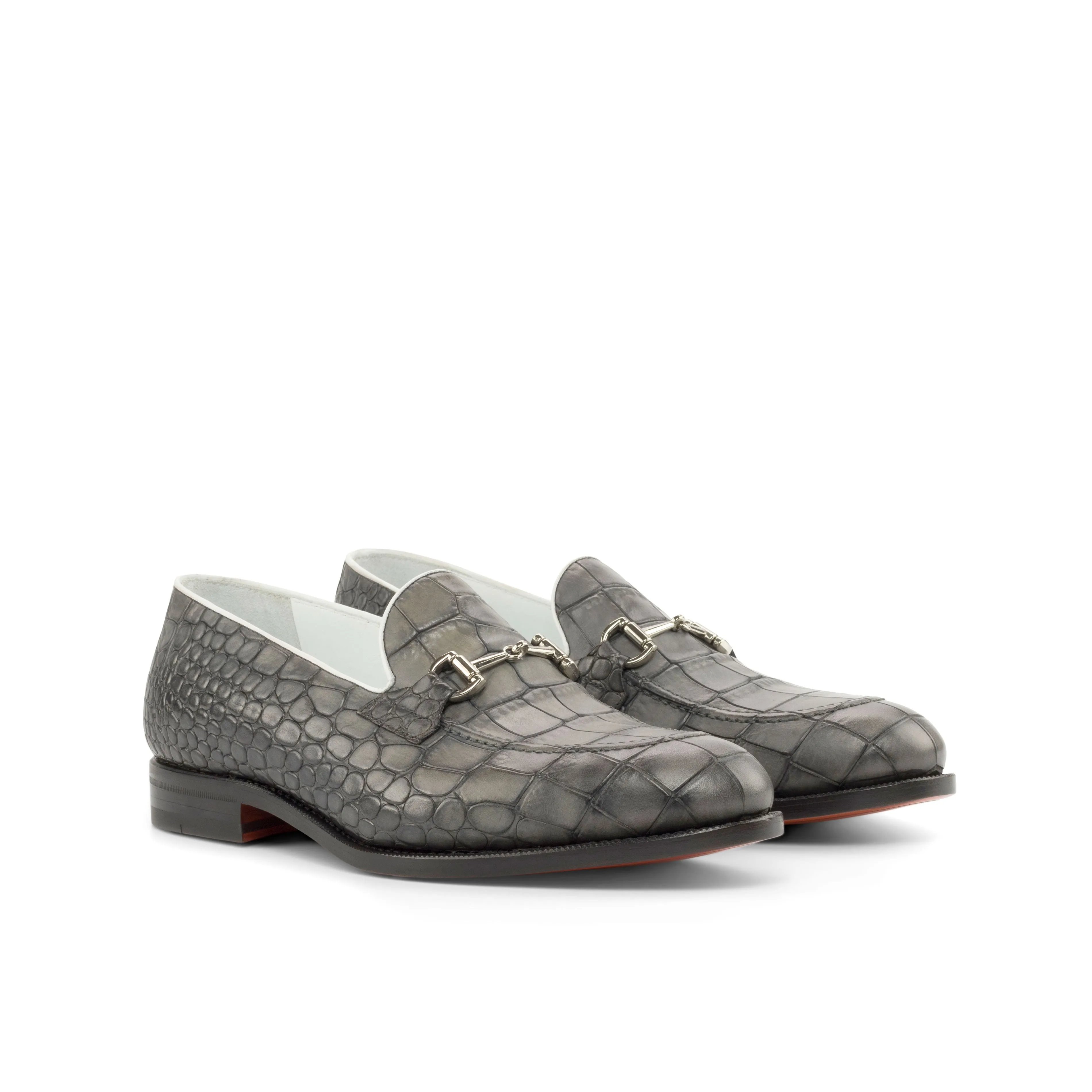 DapperFam Luciano in Grey / Black / White Men's Italian Leather Loafer