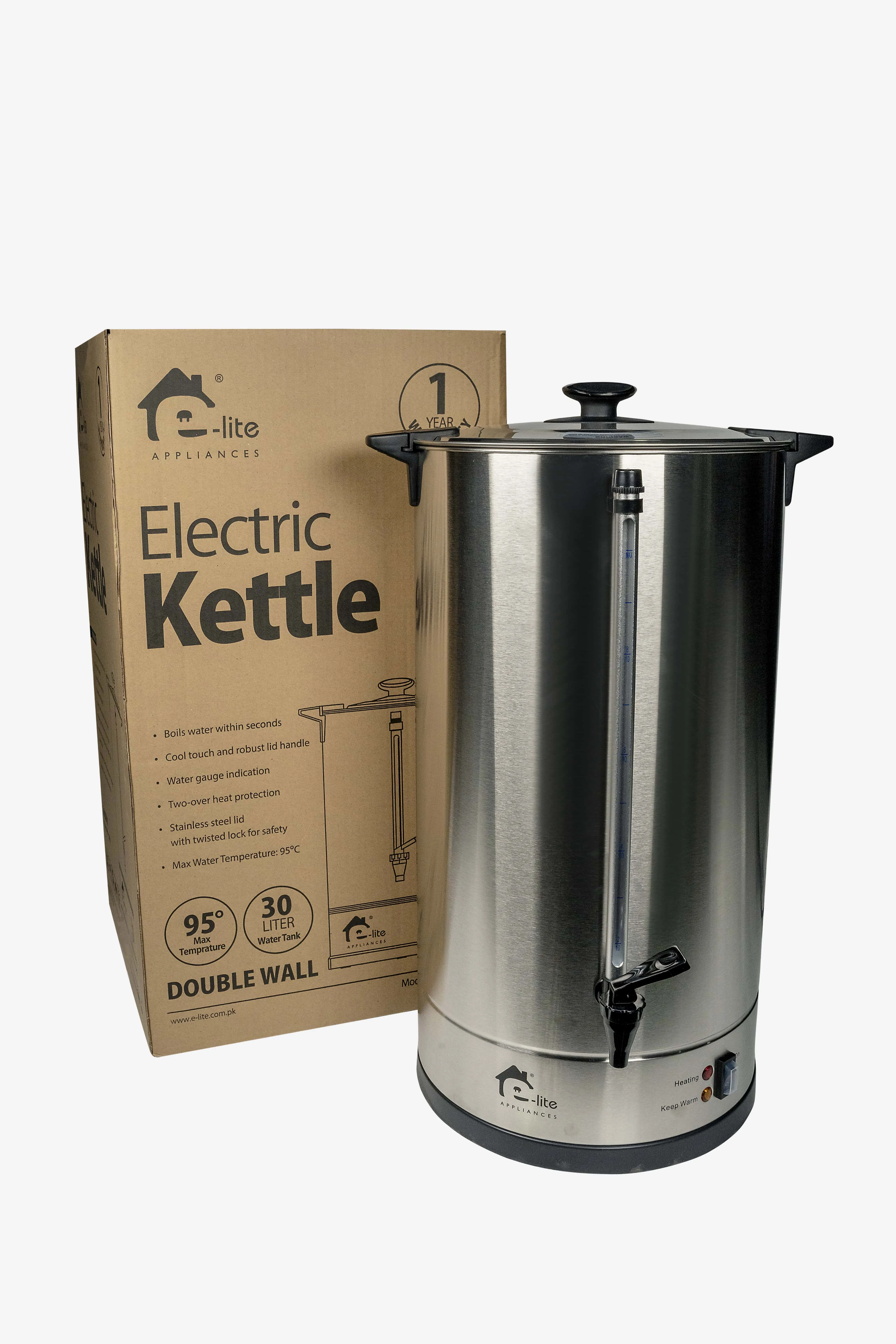 E-LITE ELECTRIC TEA KETTLE 30L - EWK-30D - 1 YEAR WARRANTY