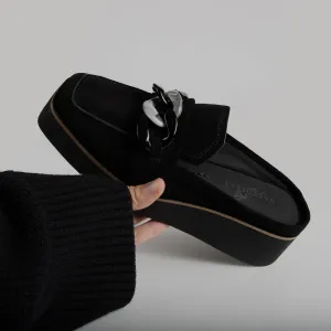 ELECT in BLACK SUEDE Platform Mules