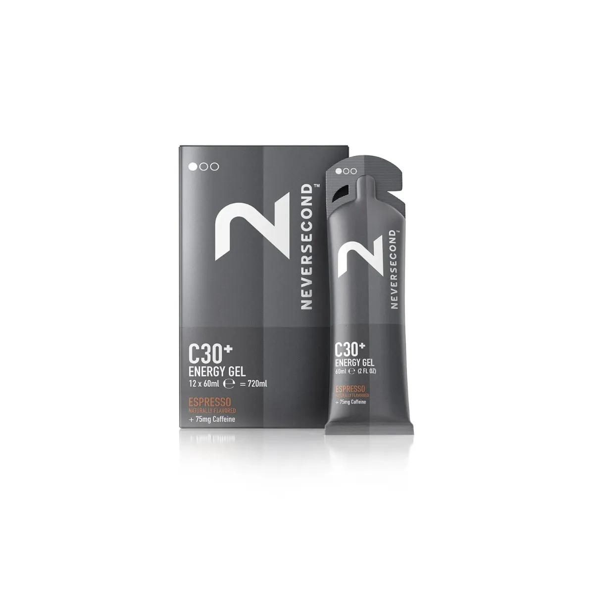 Energy Gel Neversecond C30  Espresso 75mg Caffeine Box of 12 Units