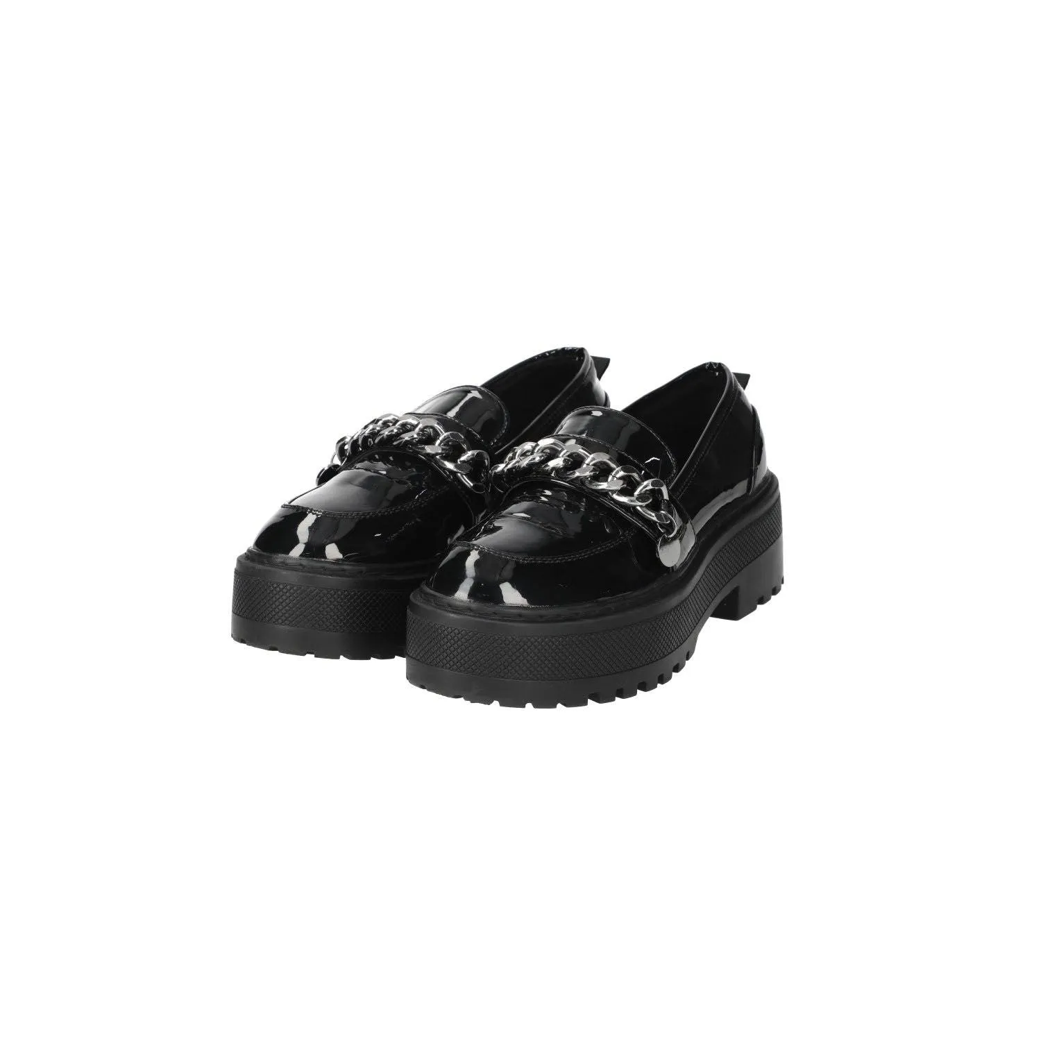 Even & Odd Chain Platform Loafers Leather Black Colour For Women