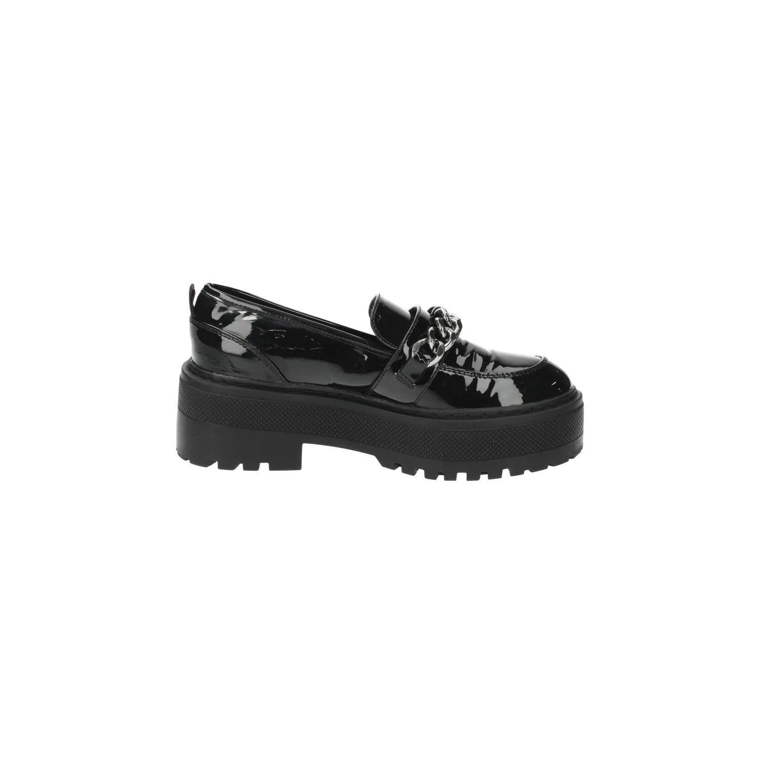 Even & Odd Chain Platform Loafers Leather Black Colour For Women