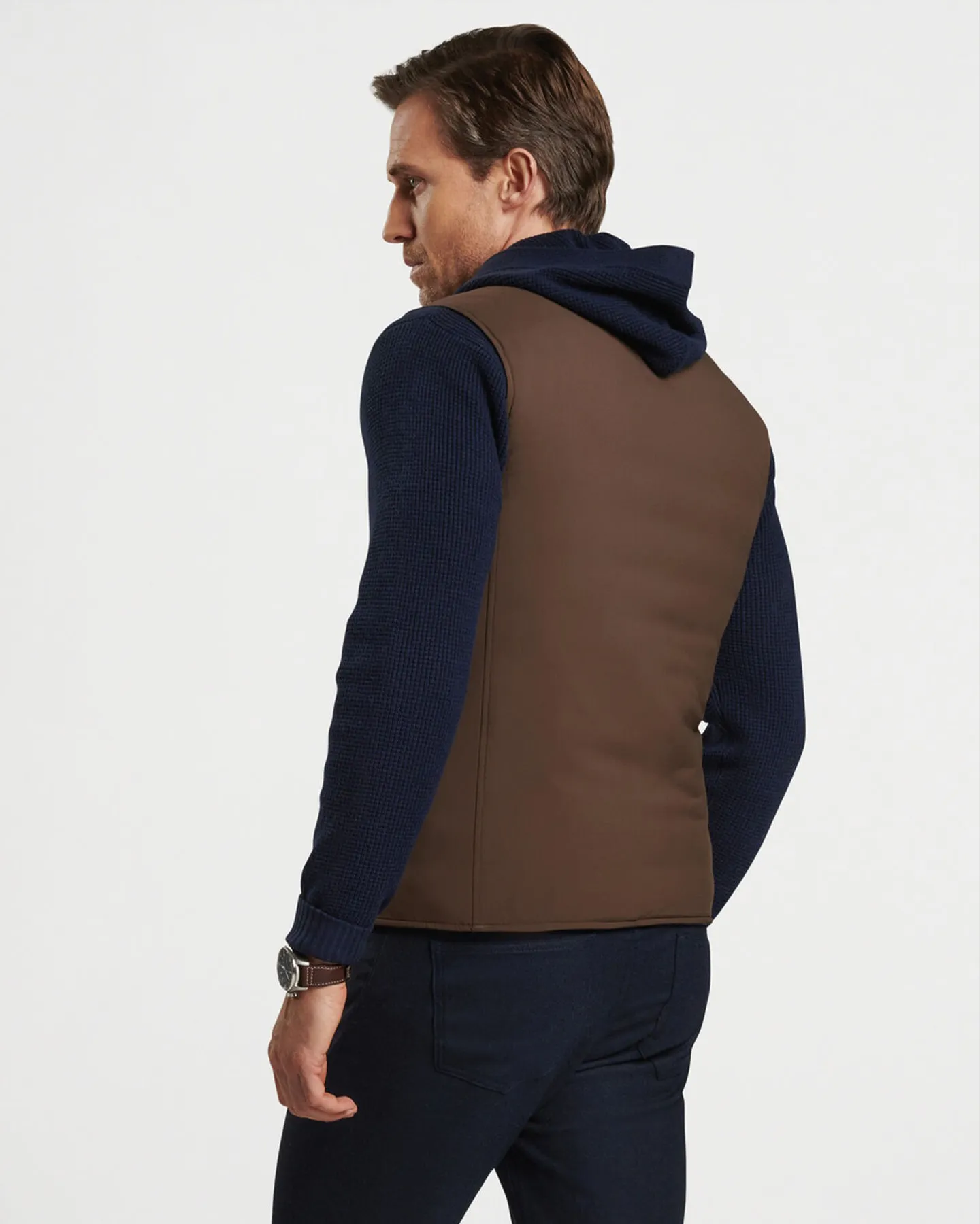 EXCURSIONIST FLEX REVERSIBLE KNIT VEST - NAVY/ESPRESSO