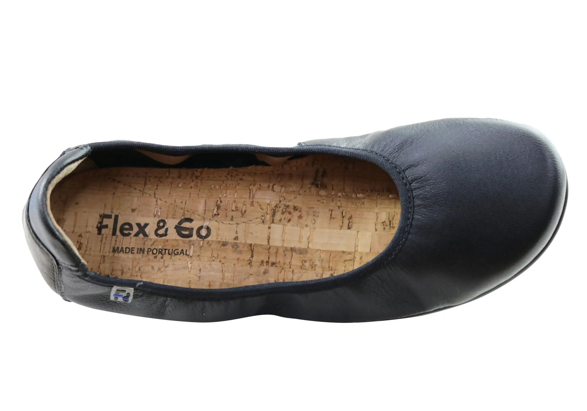 Flex & Go Akiko Womens Leather Ballet Flats Shoes Made In Portugal