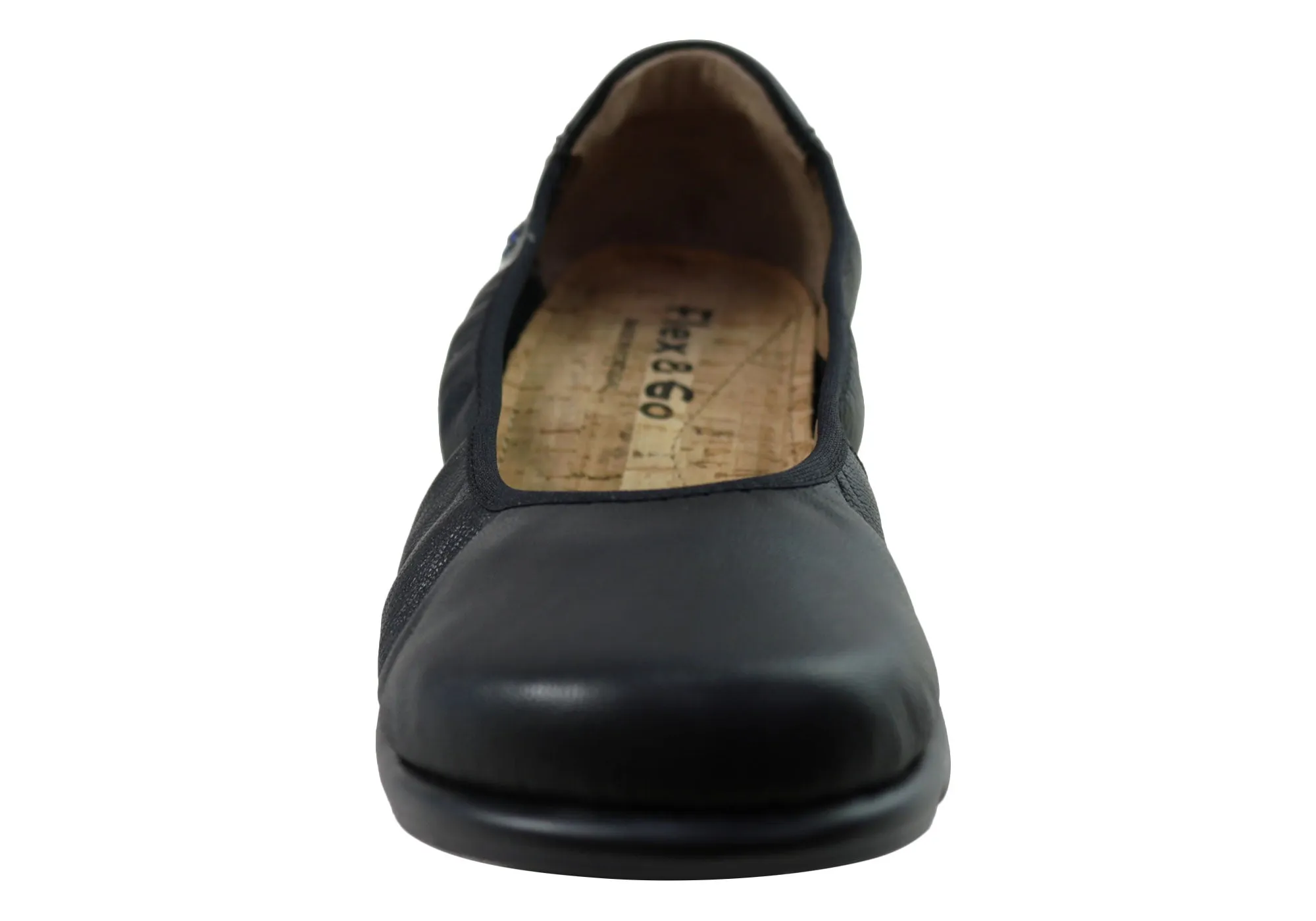 Flex & Go Akiko Womens Leather Ballet Flats Shoes Made In Portugal