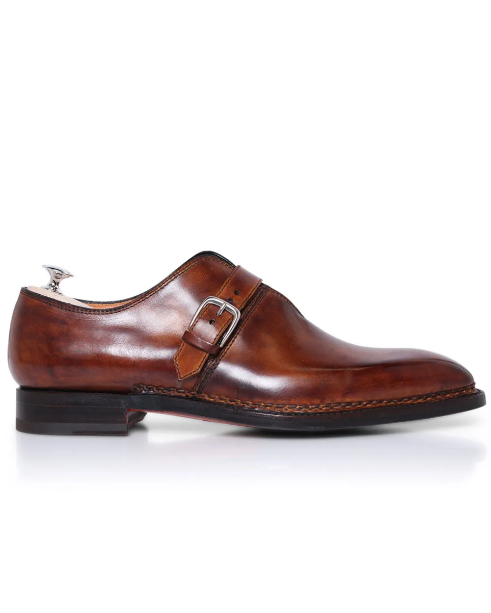 Giallo Scuro Leather Monk Strap Shoe