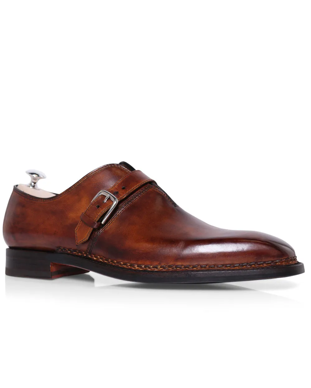 Giallo Scuro Leather Monk Strap Shoe