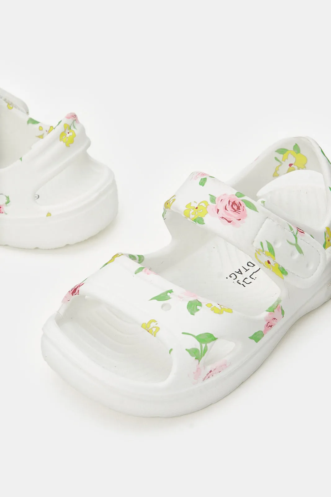 Girls Cream Printed Slide