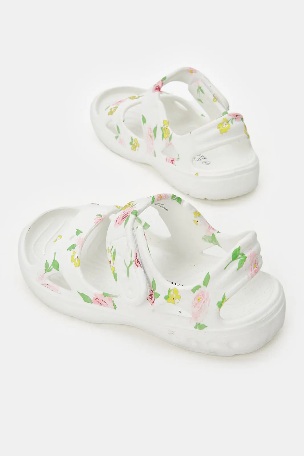 Girls Cream Printed Slide