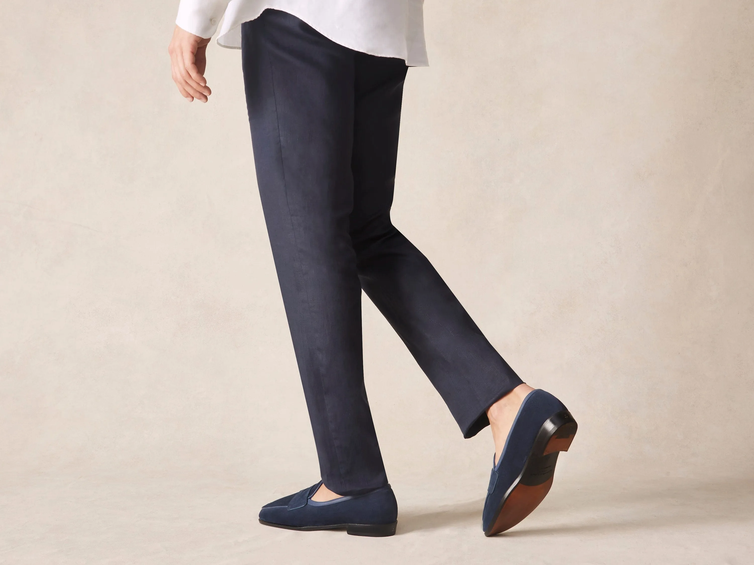 Grand Fenelon Penny Loafers in French Navy Noble Suede