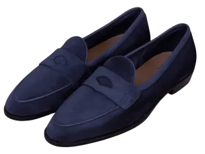 Grand Fenelon Penny Loafers in French Navy Noble Suede