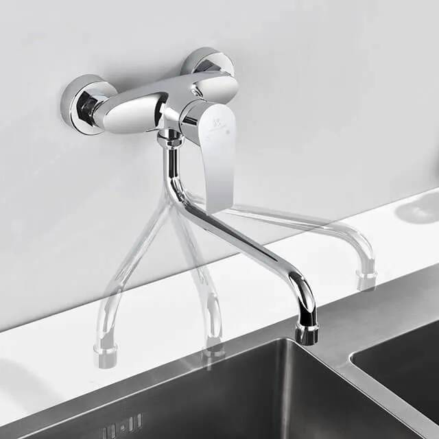 Homelody brass kitchen mixer Wall-mounted kitchen mixer for double sinks