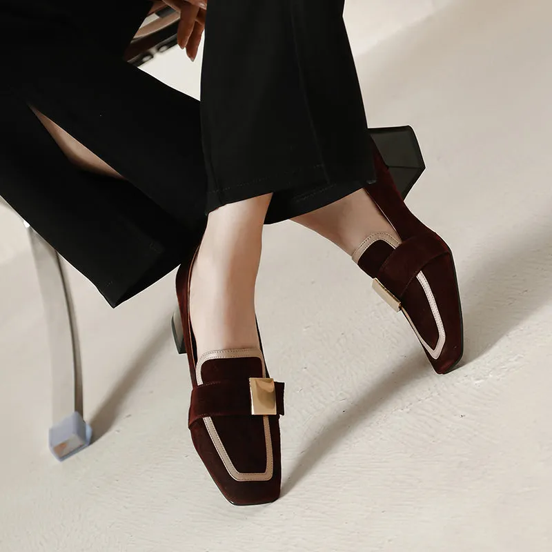 Indy Brown Suede Loafers with Heels