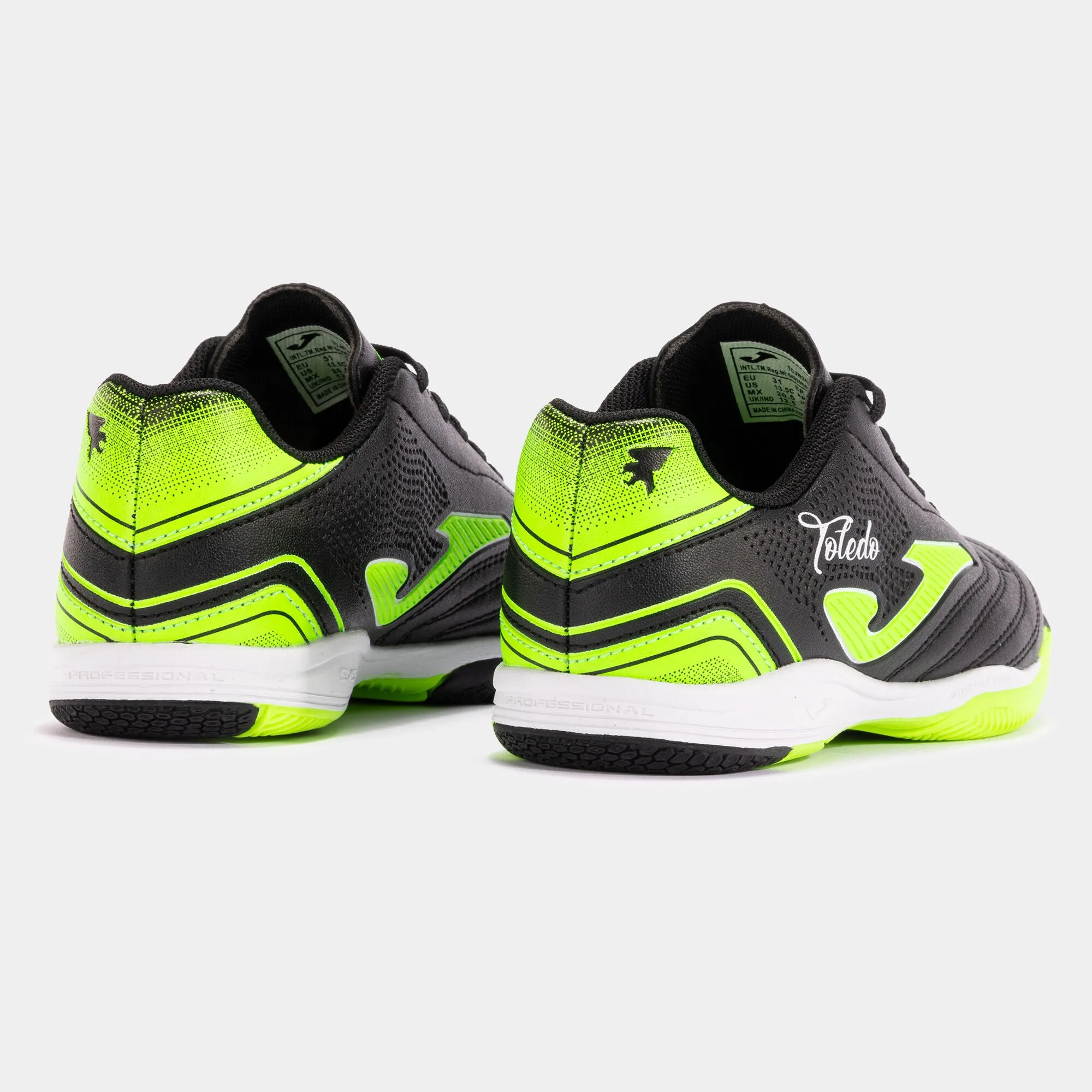 Joma Jr Toledo Indoor Shoe-Black/Florecent Green