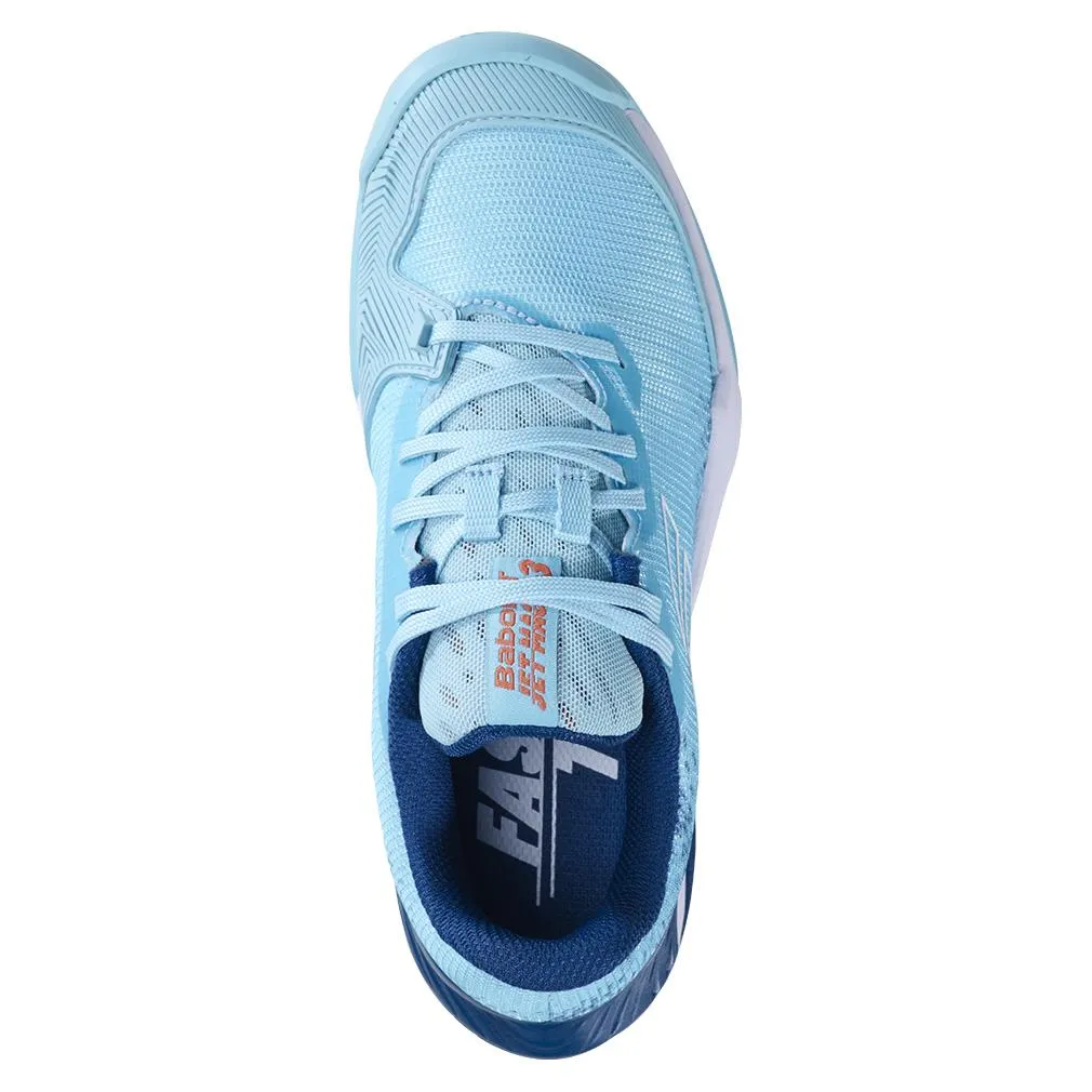 Juniors` Jet Mach 3 All Court Tennis Shoes White and Angel Blue