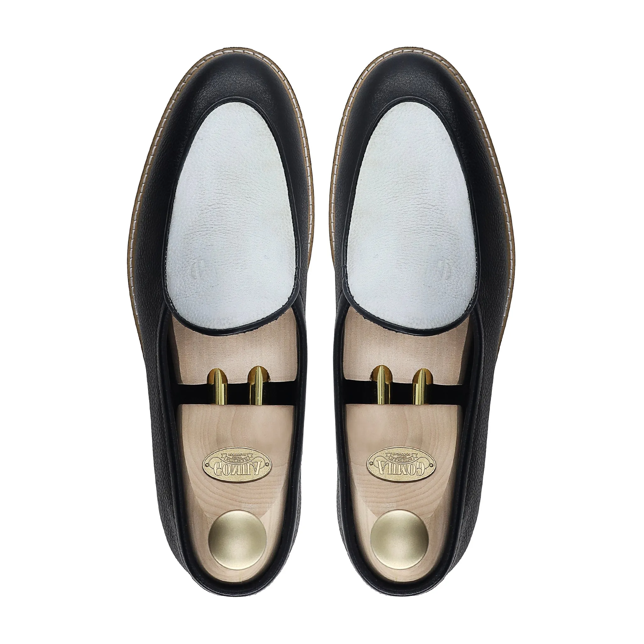 Kylian- Men's Black and White Pebble Grain Leather Loafer