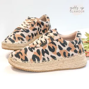 Last Chance Size 6 | Ready to Roam Lace Up Espadrille Sneakers in Leopard