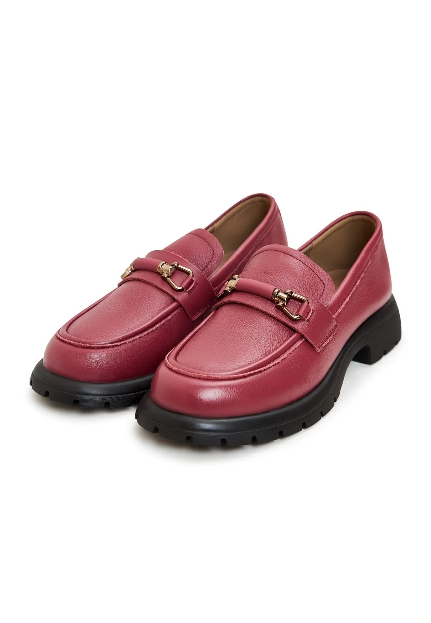 Leather Platform Loafers - Bordeaux