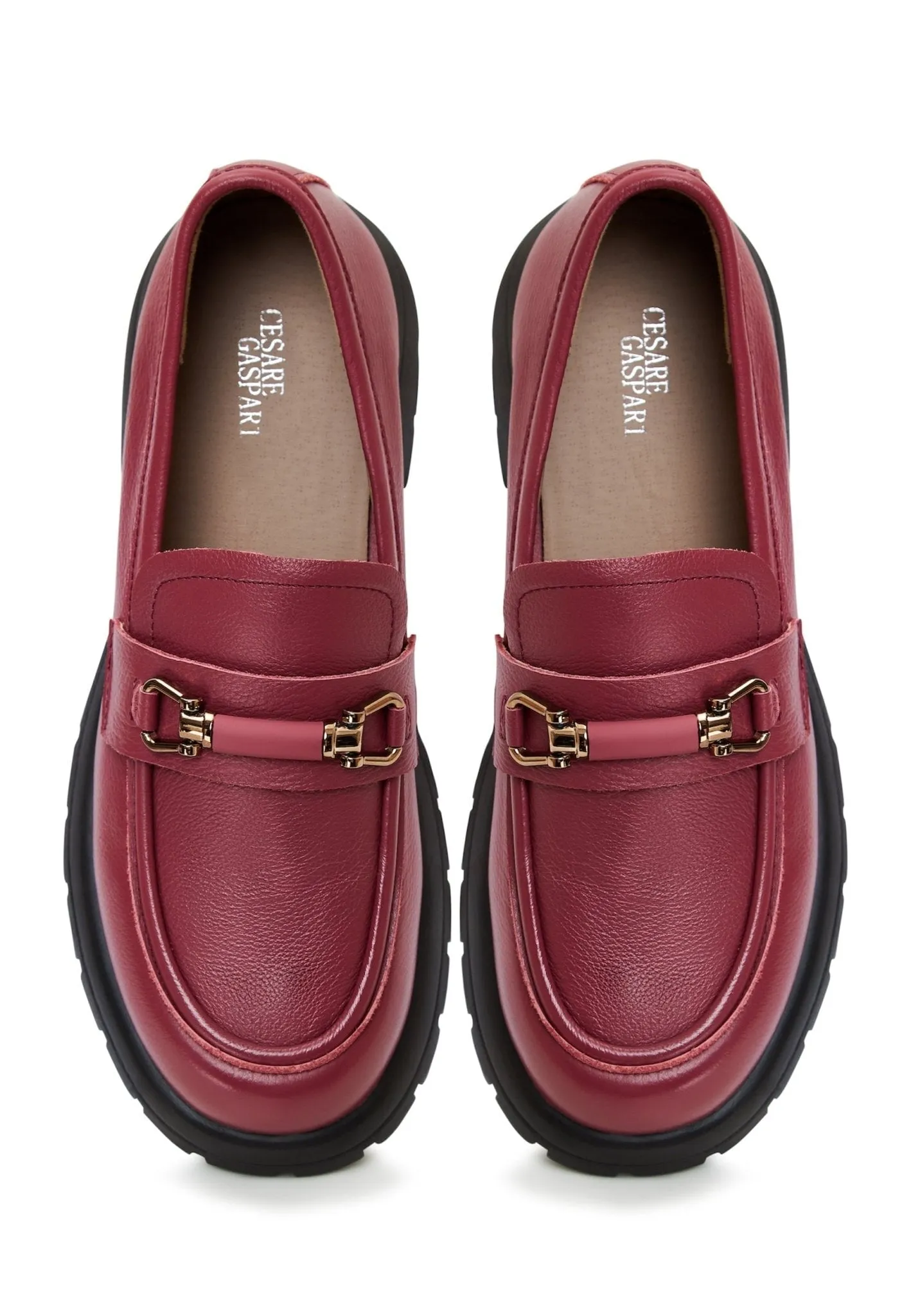 Leather Platform Loafers - Bordeaux