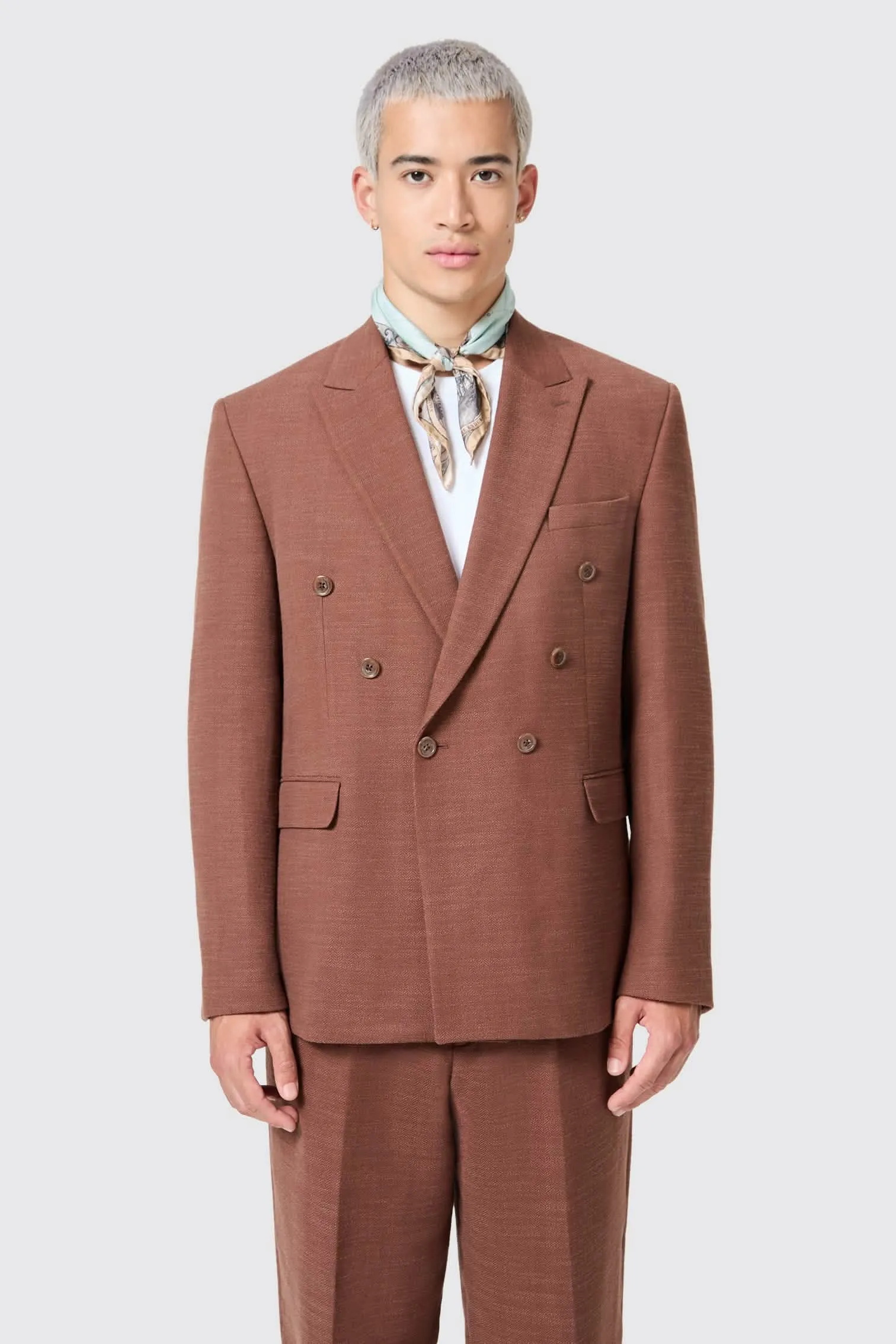 Lisandro Double Breasted Brown Cotton Suit