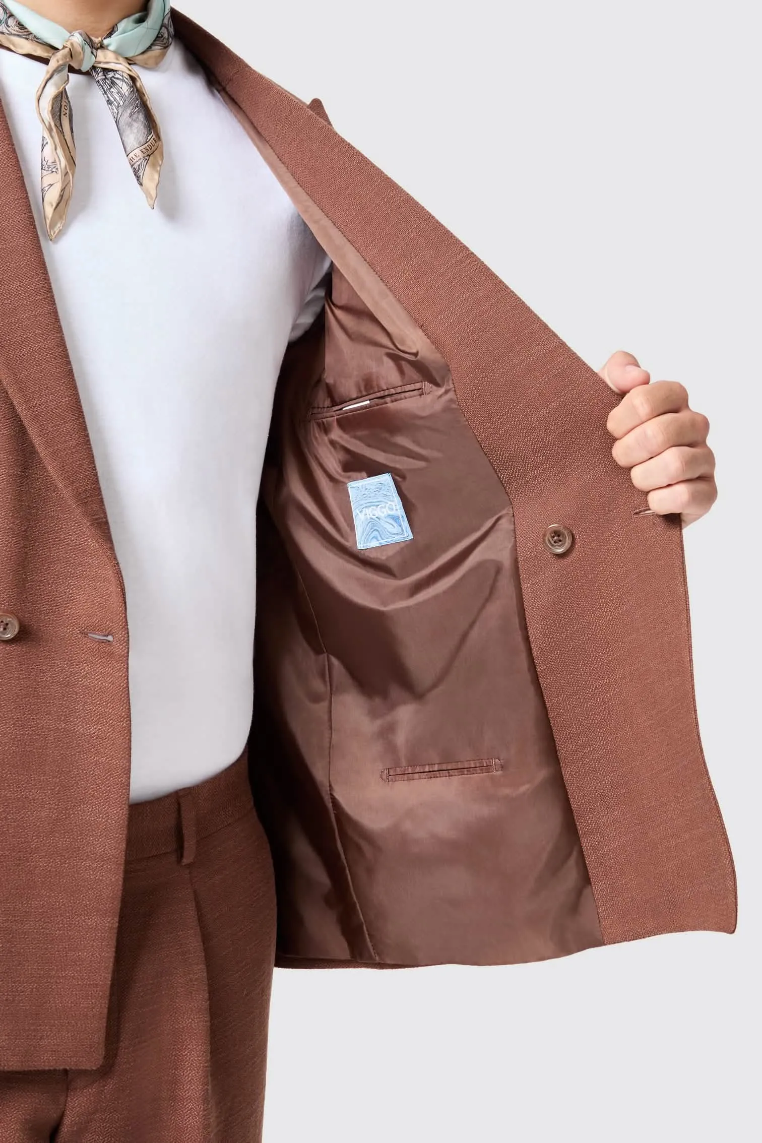 Lisandro Double Breasted Brown Cotton Suit