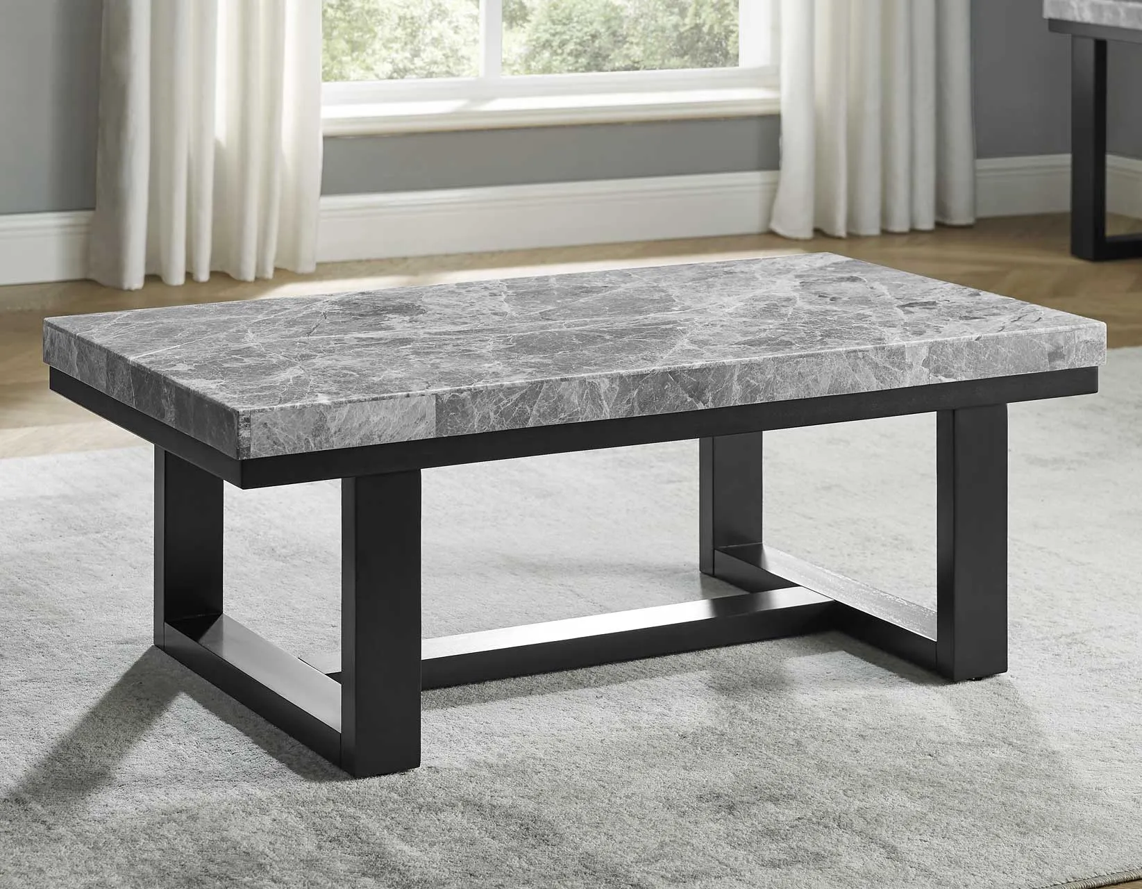 Lucca Gray Marble 3-Piece Table Set