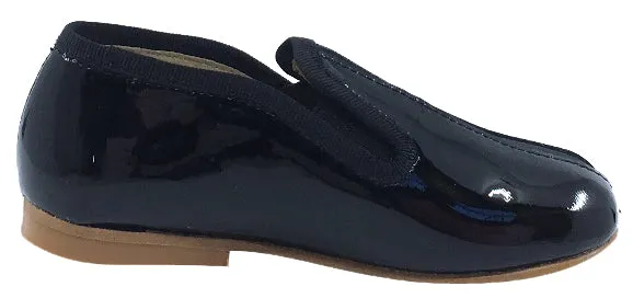 Luccini Boy's and Girl's Slip-On Smoking Loafer, Black Patent