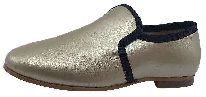 Luccini Slip-On Smoking Loafer, Platino/Black Trim