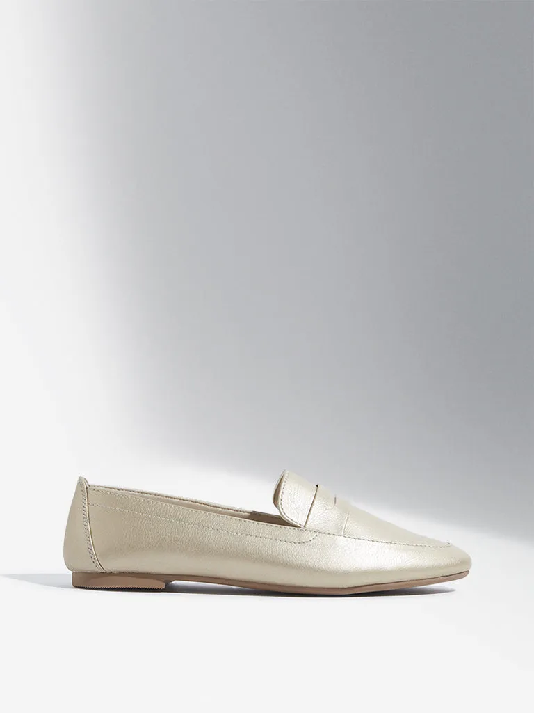 LUNA BLU Light Gold Solid Profile Loafers