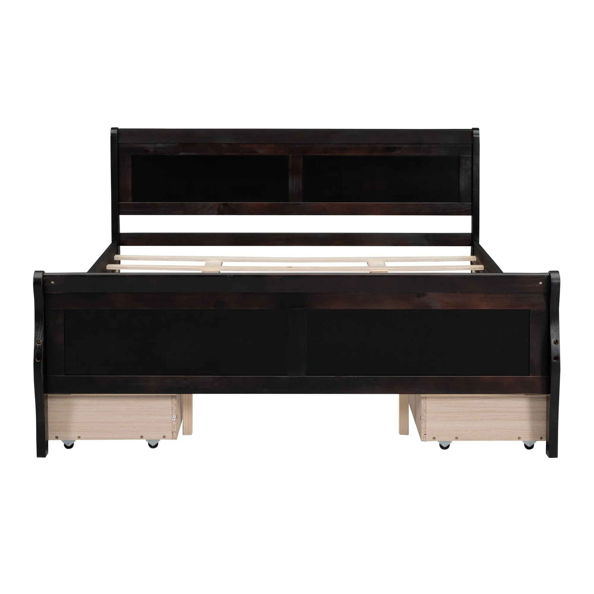 Meg Queen Size Wood Platform Bed with 4 Drawers - Espresso