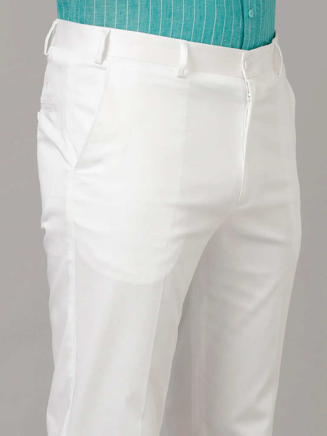 Men Linen Cotton Trim Fit Pant Smart Stretch