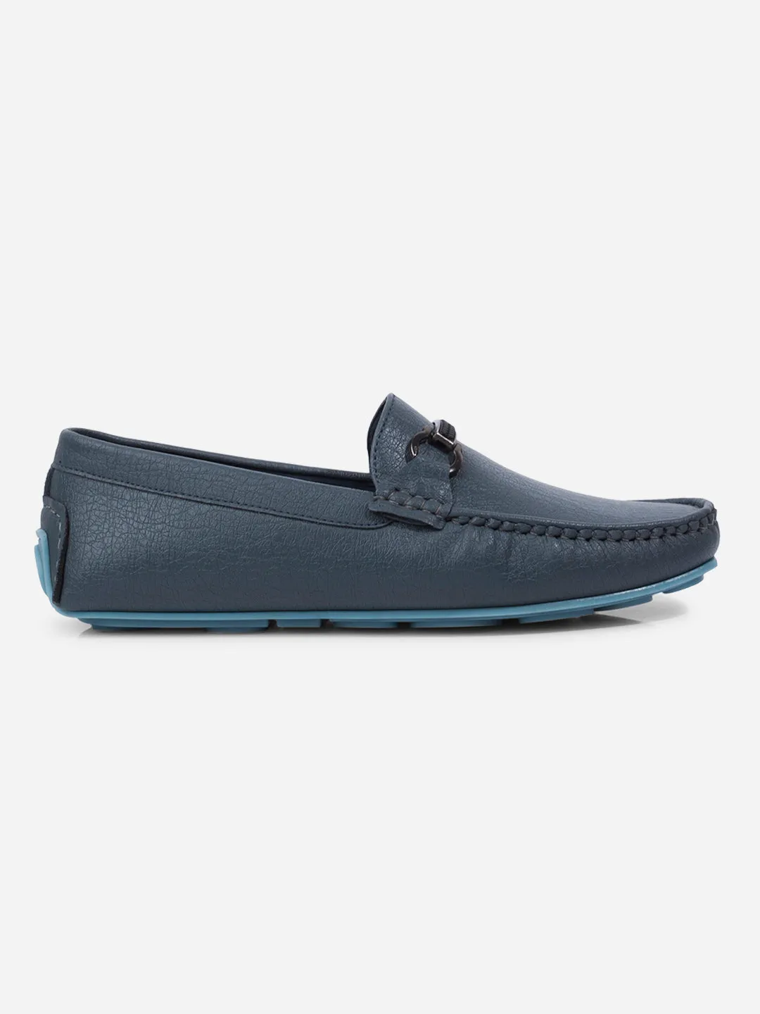 Men's Blue Moc Toe Buckle Loafer (IX4111)