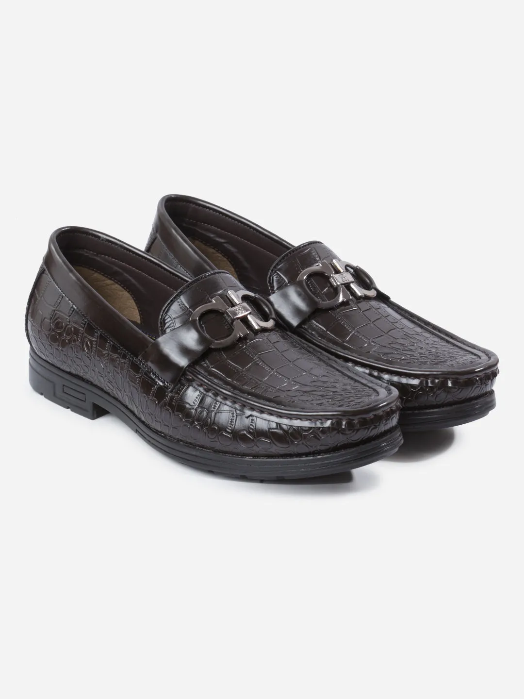 Men's Brown Moc Toe Buckle Loafer (IX4116)