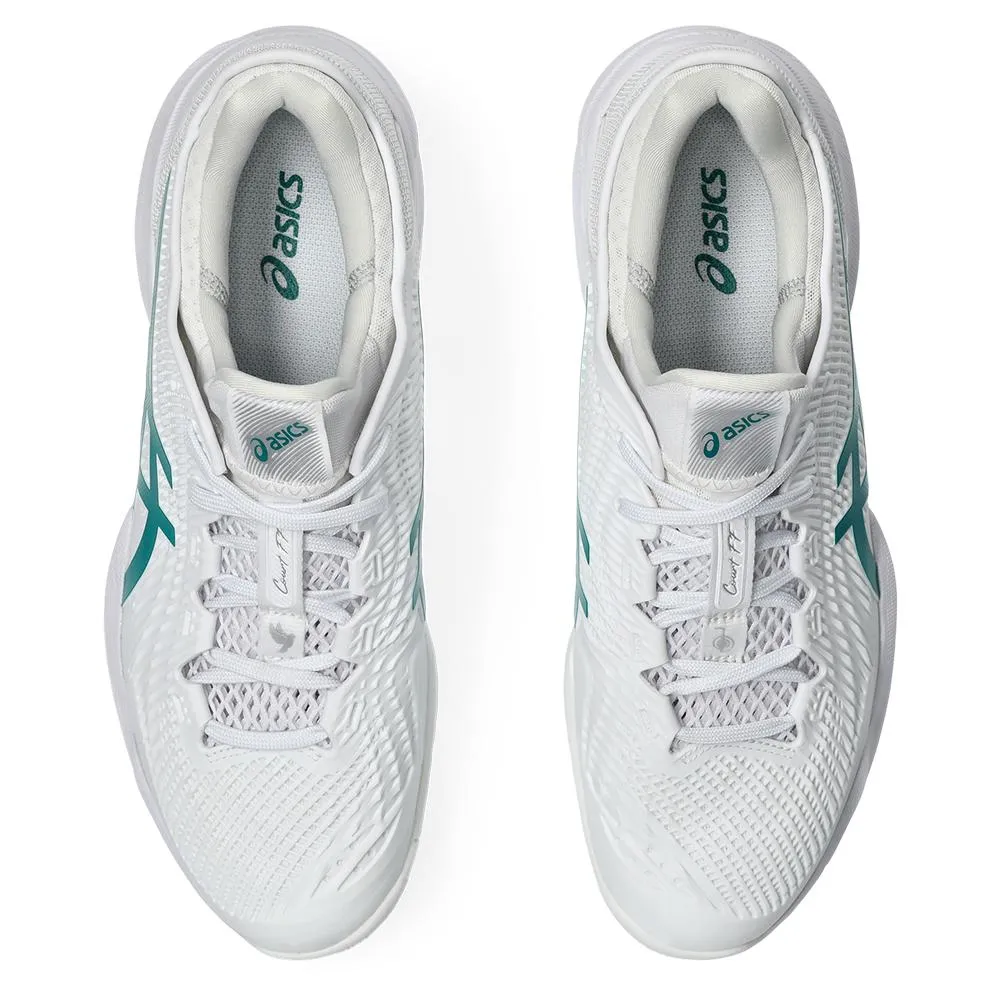 Mens Court FF 3 Novak Tennis Shoes White and Pitch Green