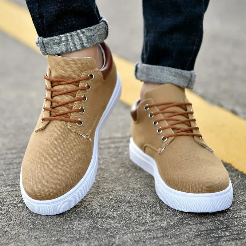 Men's Fashion Summer Spring Canvas Casual Shoes Lace Up Comfort Flat Sneakers Shoes | R009