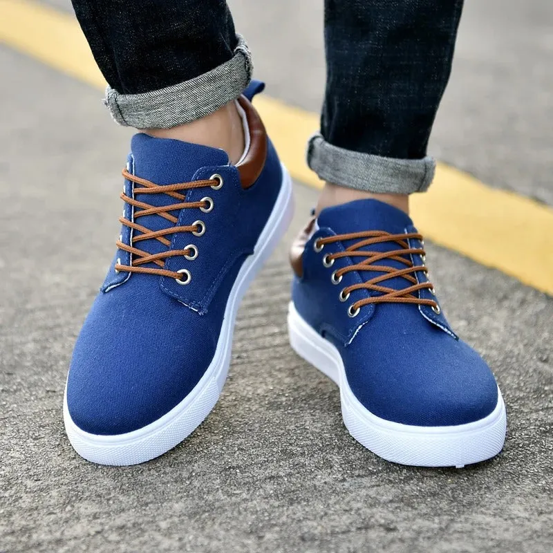 Men's Fashion Summer Spring Canvas Casual Shoes Lace Up Comfort Flat Sneakers Shoes | R009