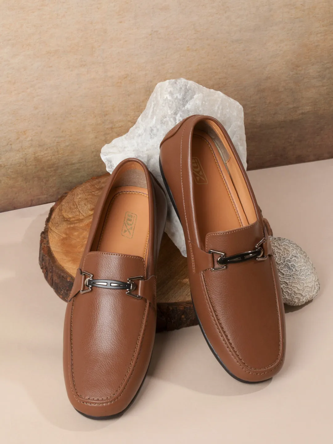 Men's Tan Moc Toe Buckle Loafer (IX4117)