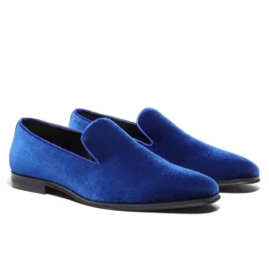 Men's Velvet Loafers Blue